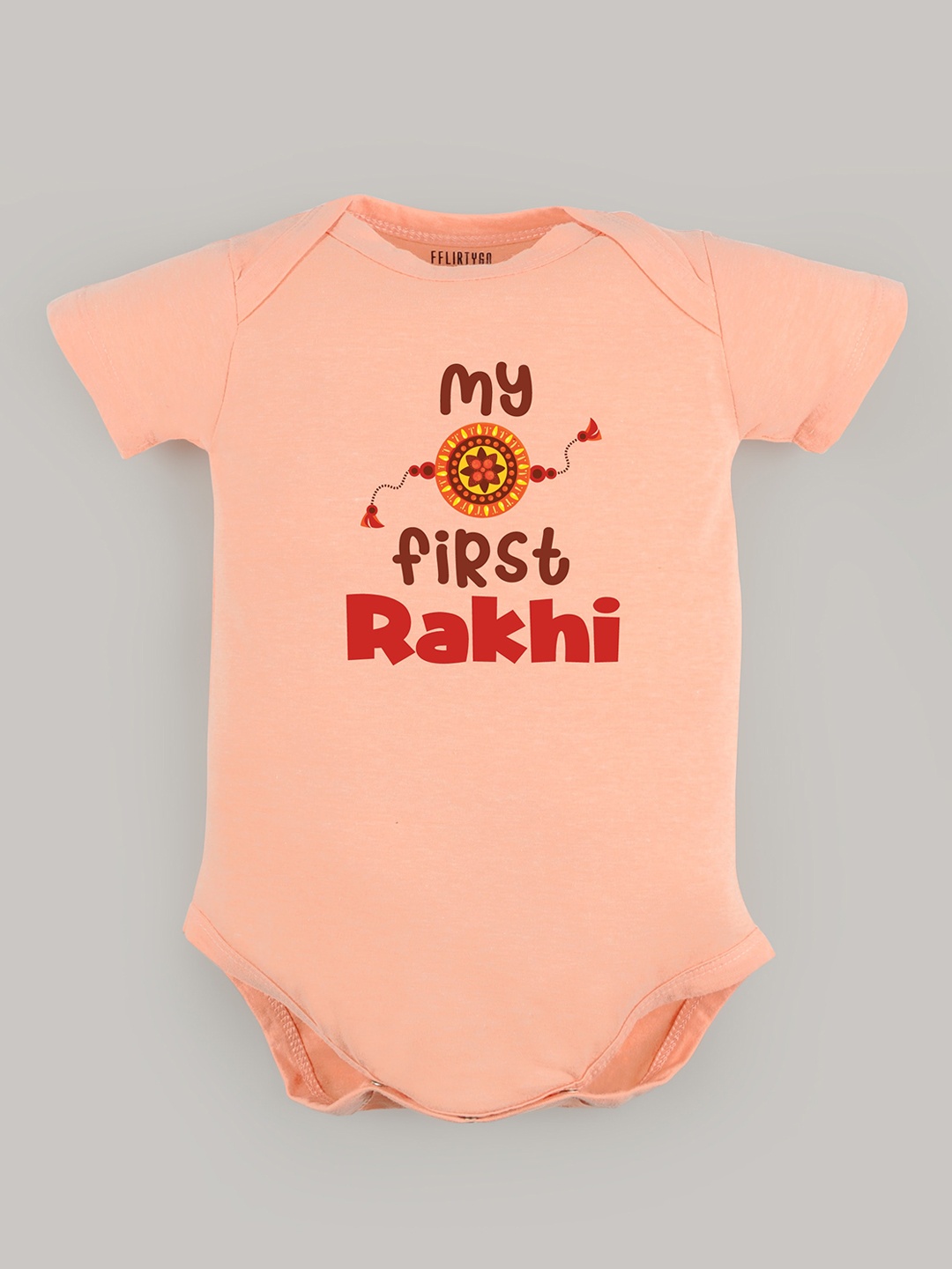 

FFLIRTYGO Infants Typography Printed Cotton Bodysuit, Peach