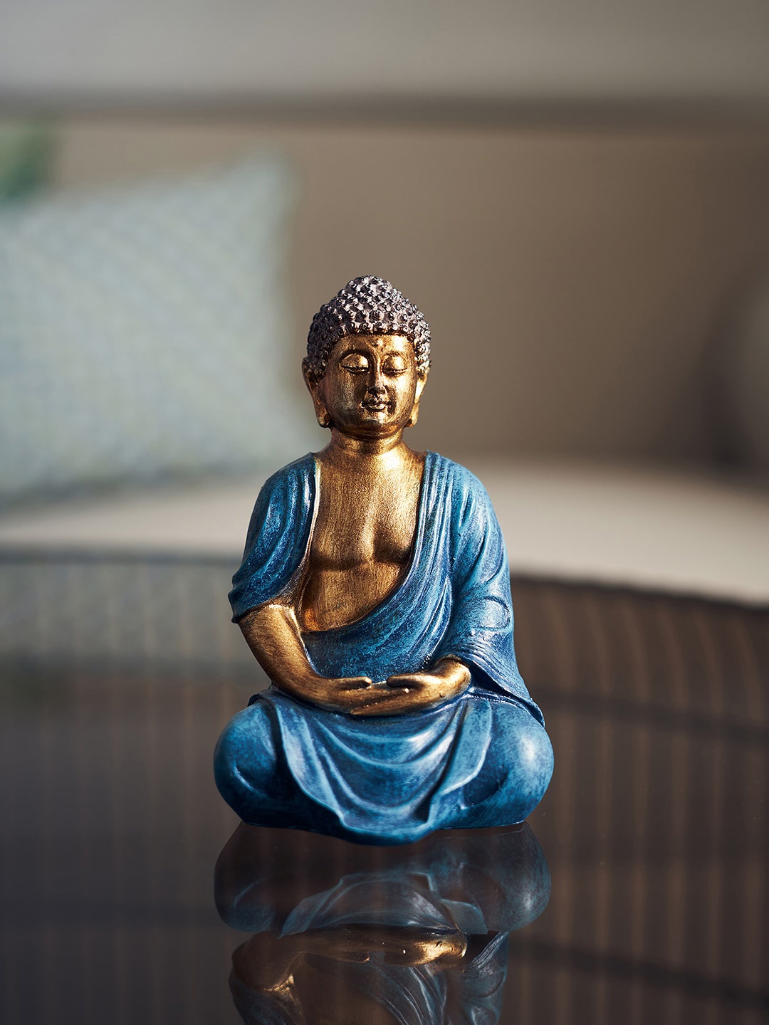 

Pure Home and Living Blue Meditating Buddha Showpiece