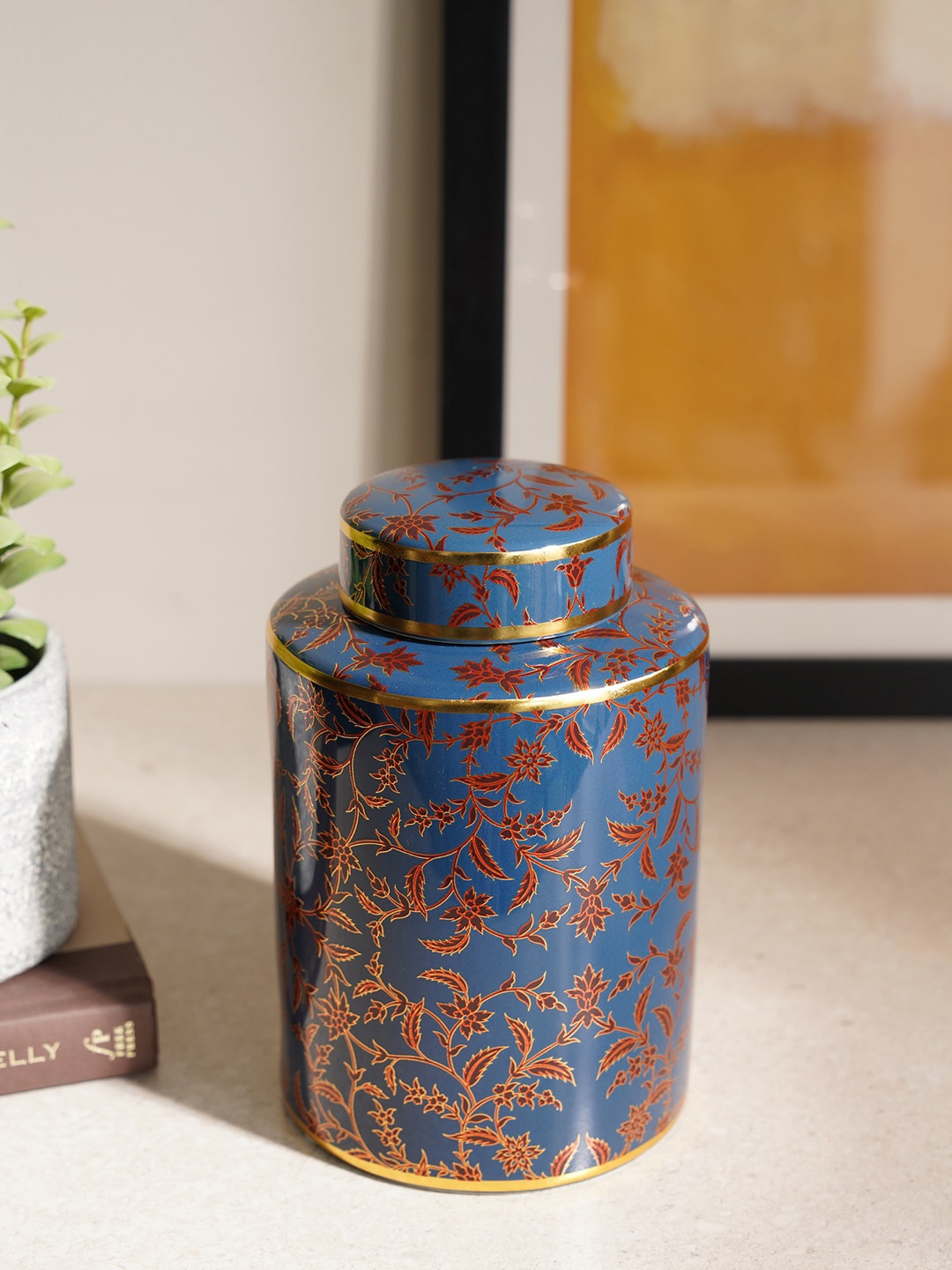 

Pure Home and Living Blue & Red Floral Print Ceramic Showpiece