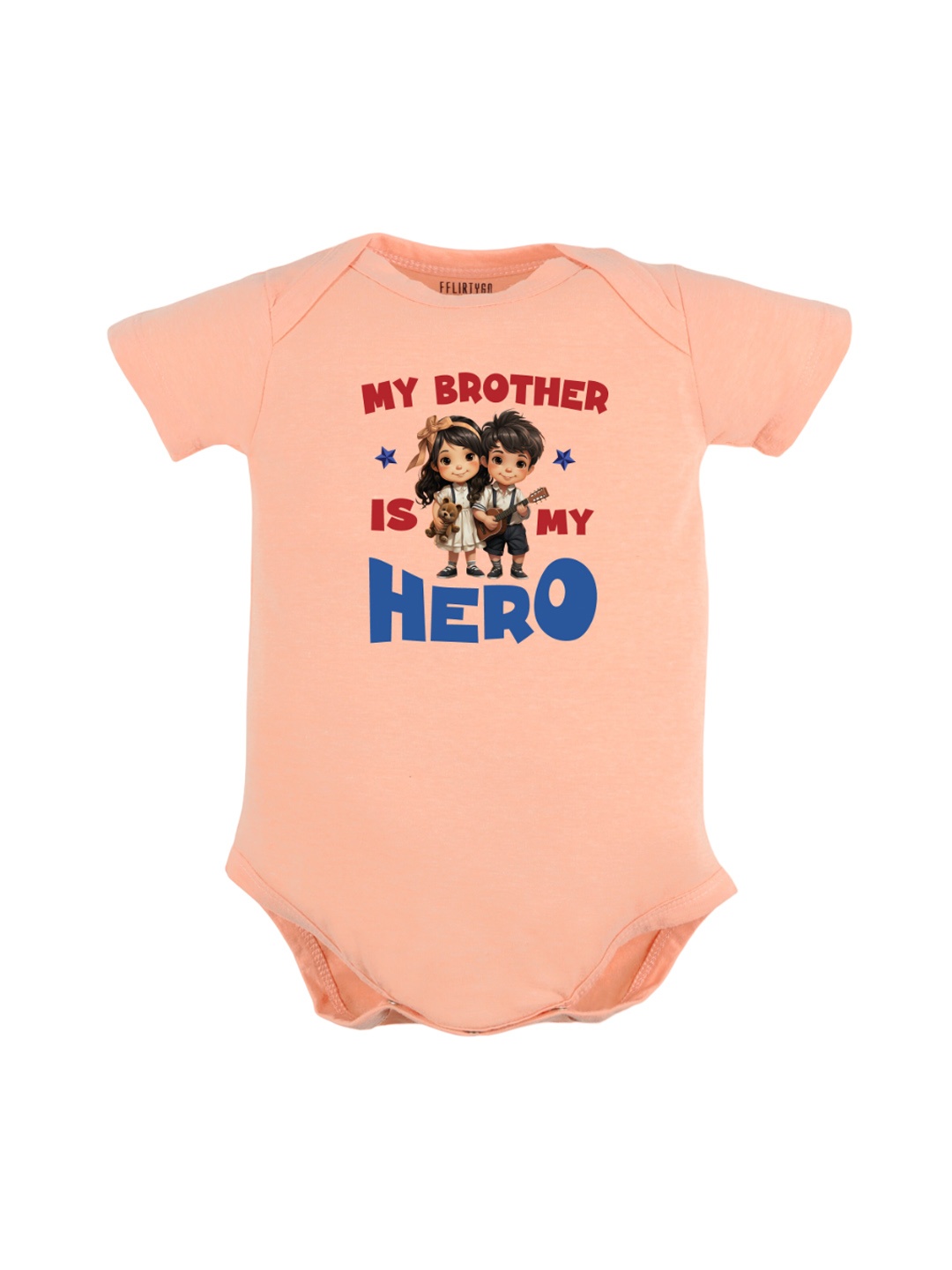 

FFLIRTYGO Infants Kids Printed Pure Cotton Bodysuit, Peach
