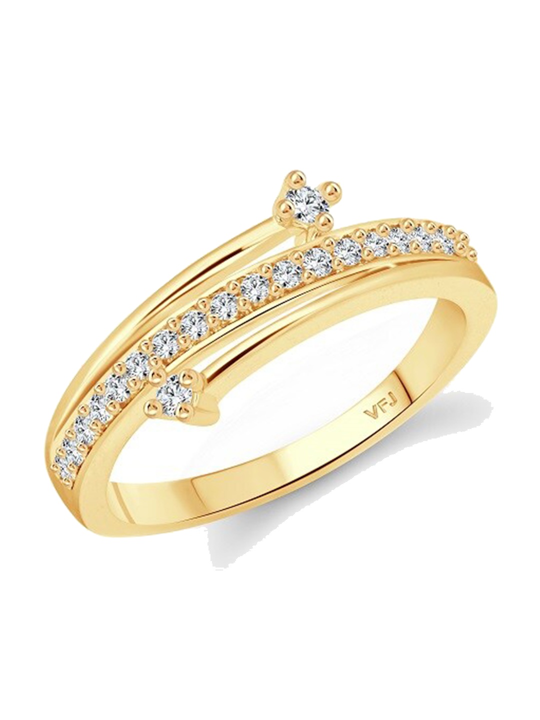 Vighnaharta Gold-Plated Cubic Zirconia Studded Brass Finger Ring