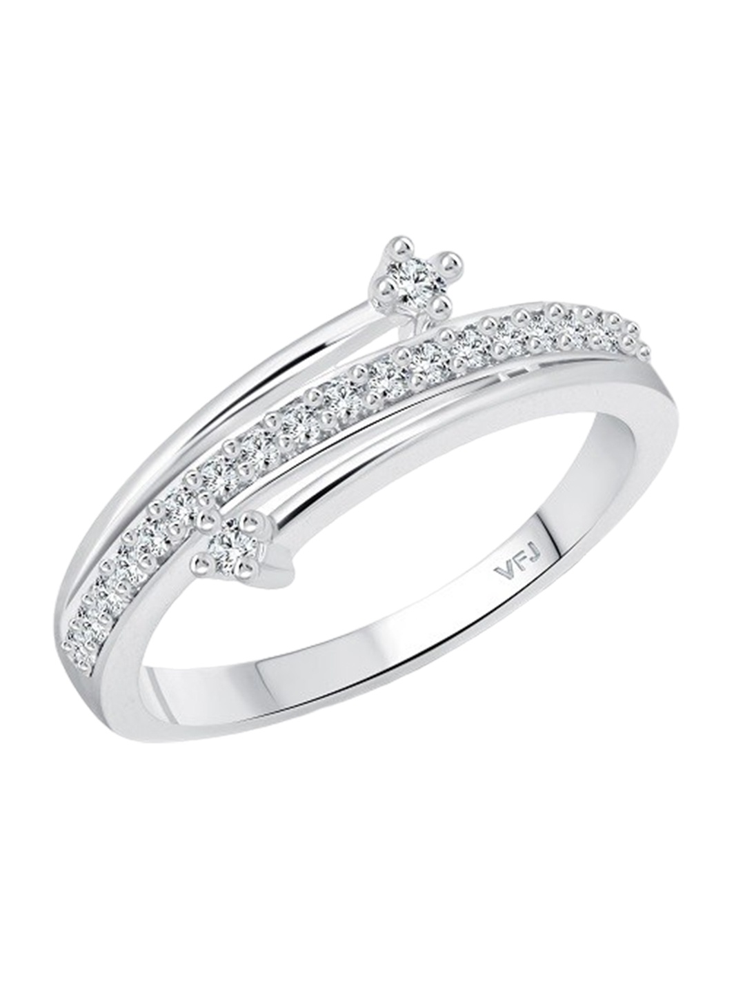 

Vighnaharta Rhodium-Plated CZ-Studded Finger Ring, Silver