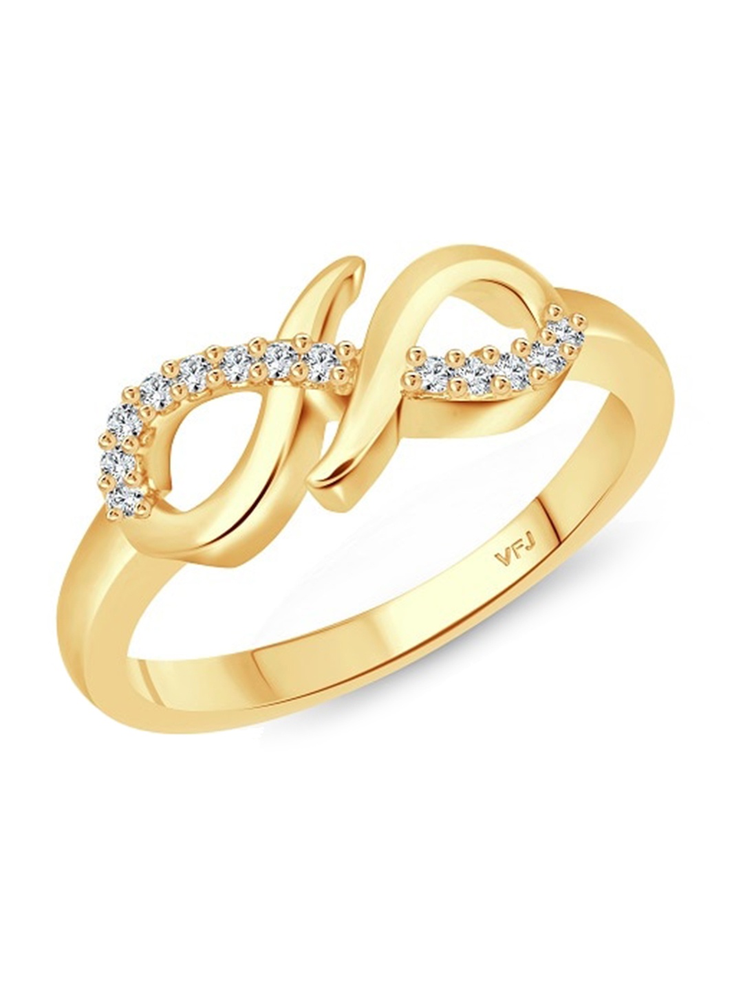Vighnaharta Gold-Plated Cubic Zirconia Studded Brass Finger Ring