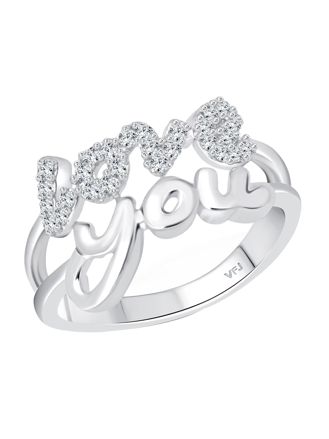 

Vighnaharta Rhodium-Plated CZ-Studded Finger Ring, Silver