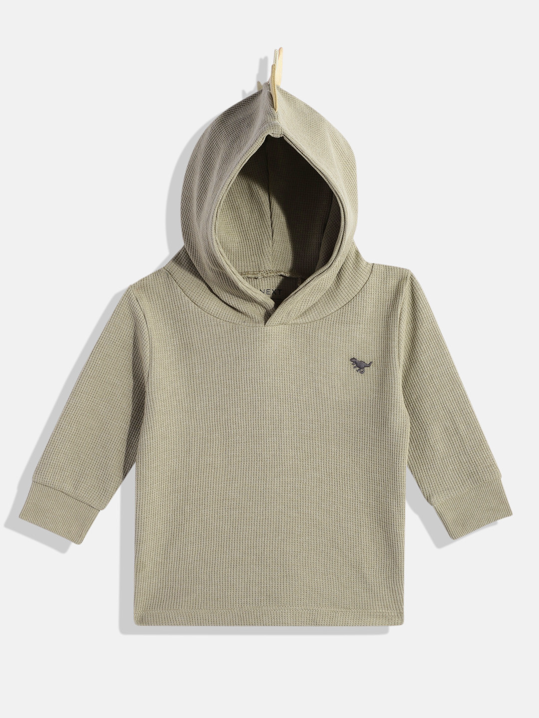 

NEXT Boys Solid Knitted Hooded Sweatshirt, Khaki