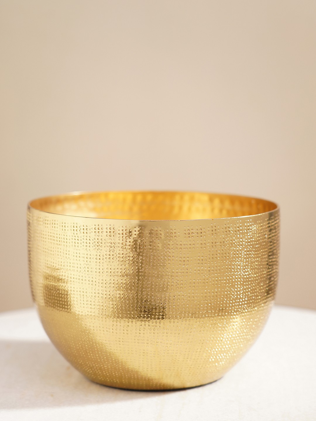 

Pure Home and Living Beige Colored Textured Decorative Bowl, Gold