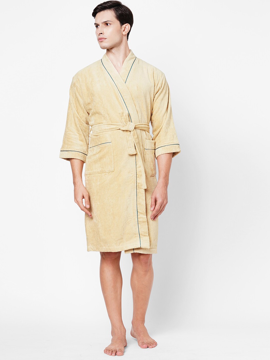 

SPACES Exotica Unisex Pure Cotton 380 GSM Bath Robe, Brown