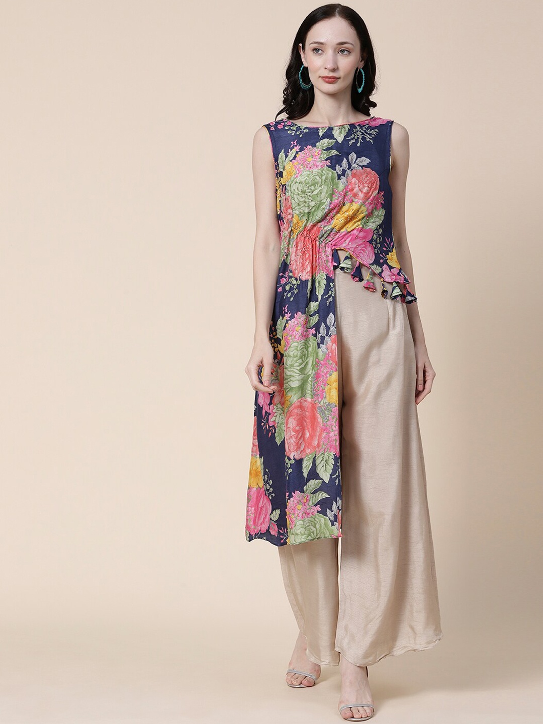 

Envy Me by FASHOR Floral Printed Tunic With Palazzos, Navy blue