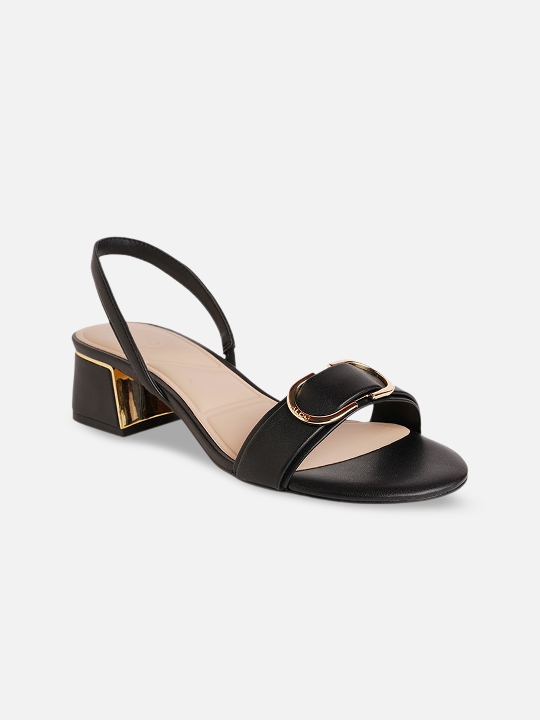 

ALDO Buckled Open Toe Block Heels, Black