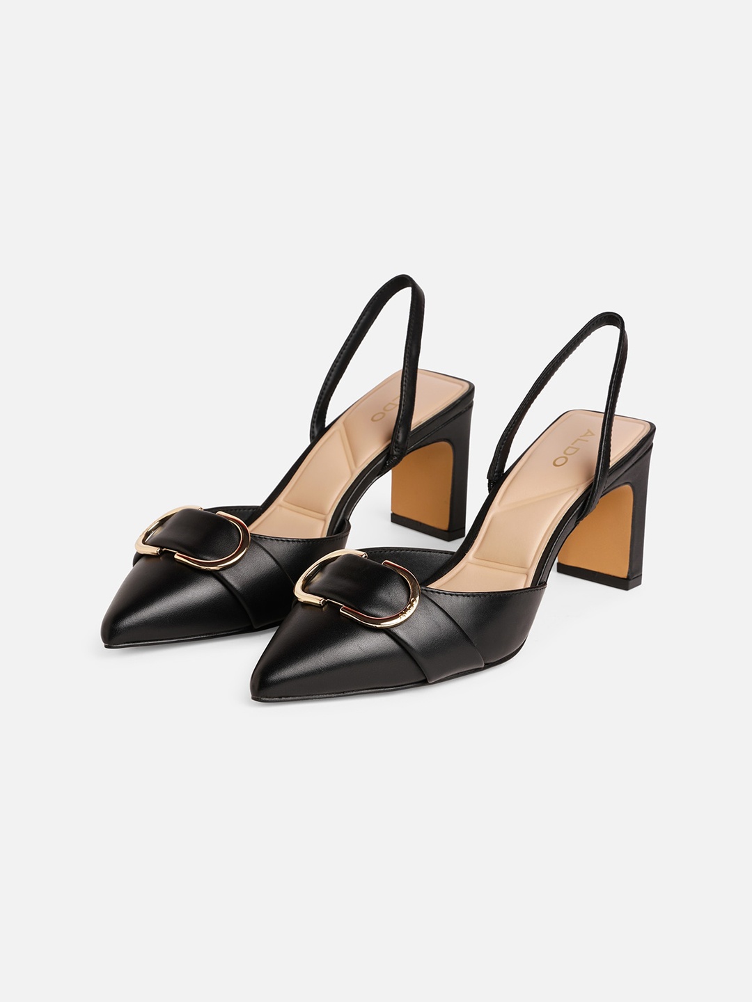 

ALDO Pointed Toe Embellished Slim Heels With Backstrap, Black
