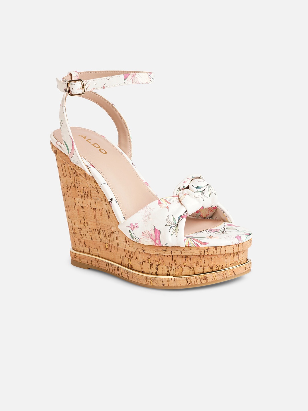 

ALDO Printed Open Toe Flatform Heels, White