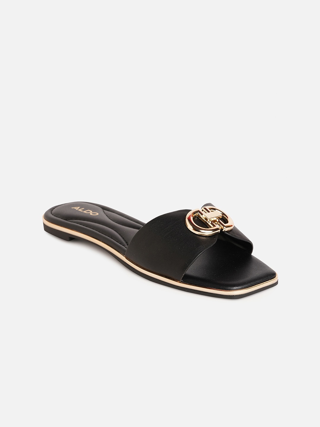 

ALDO Buckled Open Toe Flats, Black