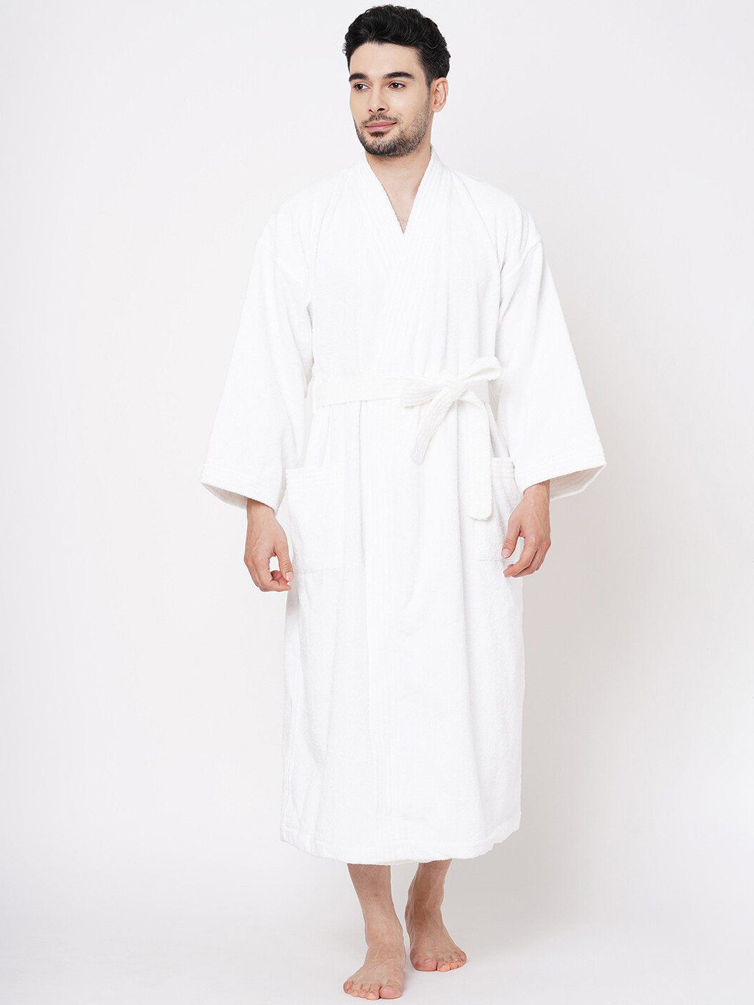 

Welspun Unisex Pure Cotton Bath Robe, White