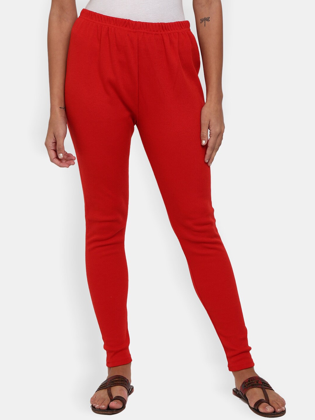 

V-Mart Cotton Ankle Length Leggings, Red