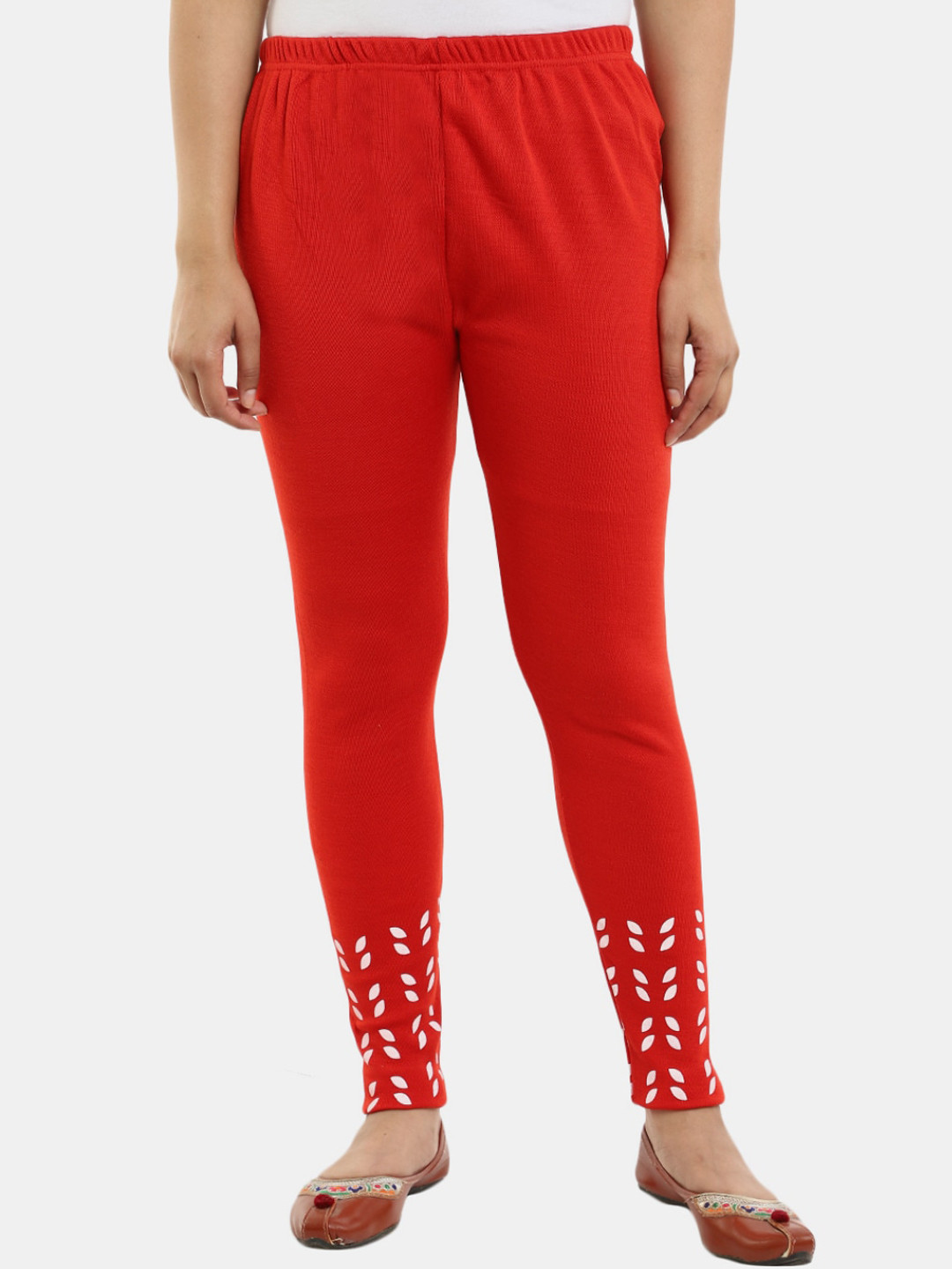 

V-Mart Printed Cotton Ankle Length Leggings, Red