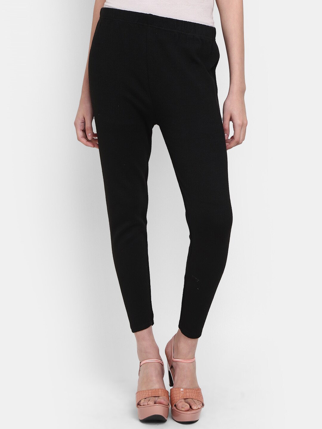 

V-Mart Ankle-Length Cotton Leggings, Black