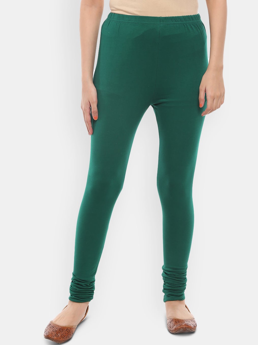 

V-Mart Churidar-Length Cotton Leggings, Green