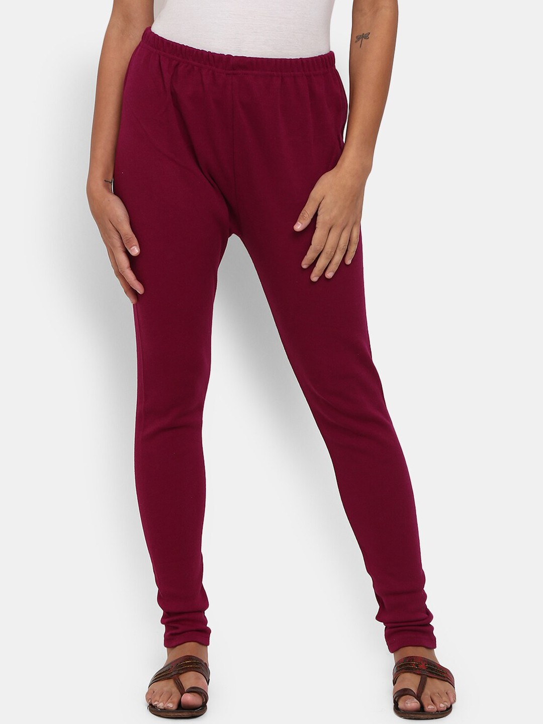 

V-Mart Cotton Churidar-Length Leggings, Purple