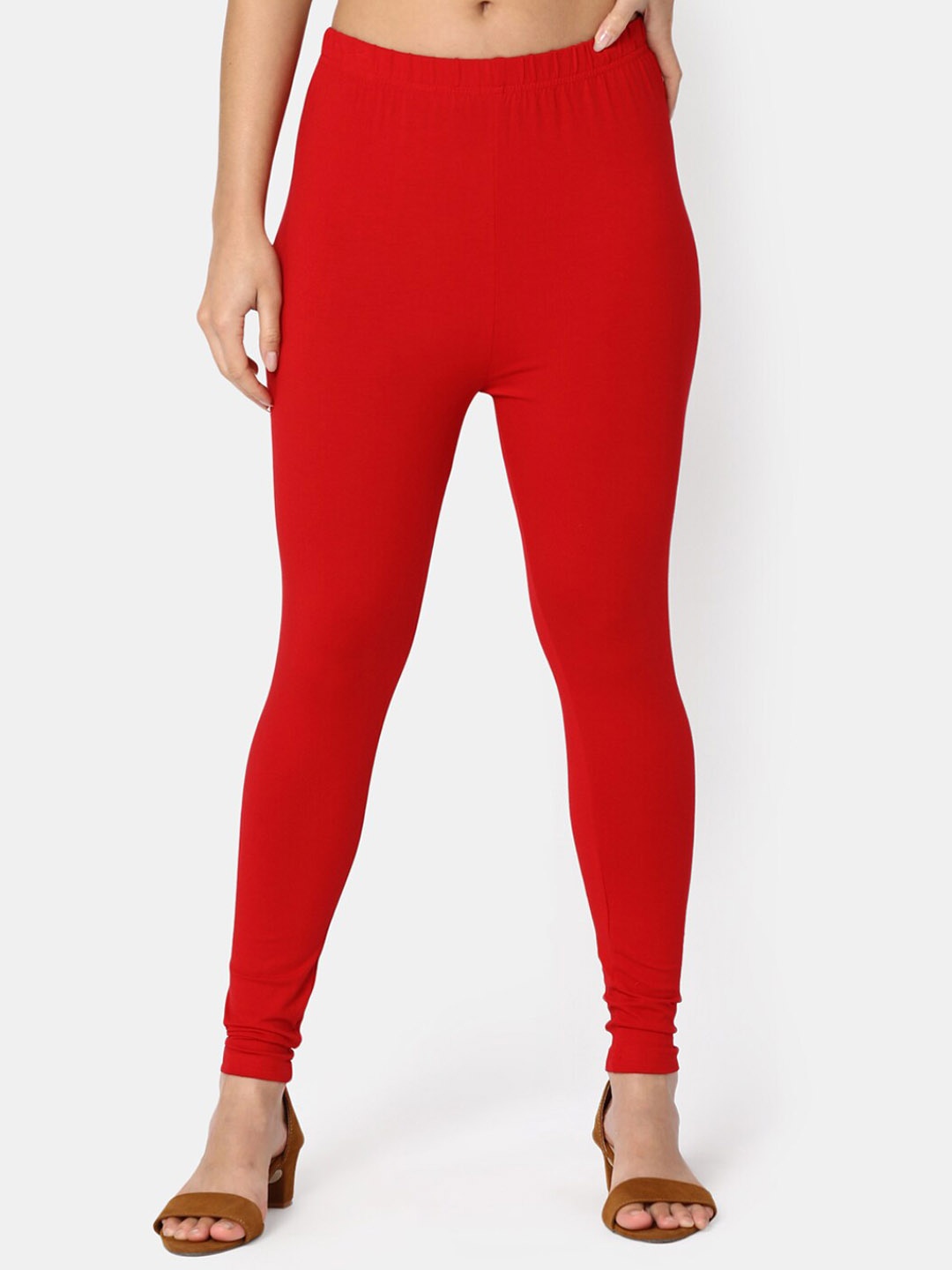

V-Mart Churidar-Length Cotton Leggings, Red
