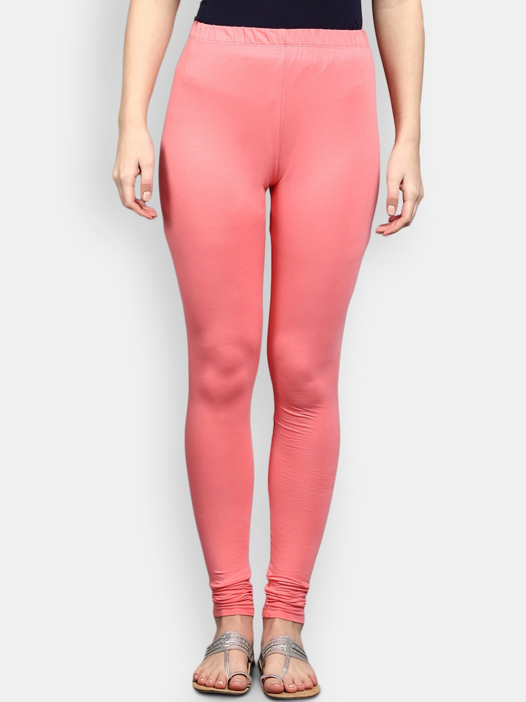 

V-Mart Mid-Rise Churidar-Length Leggings, Coral