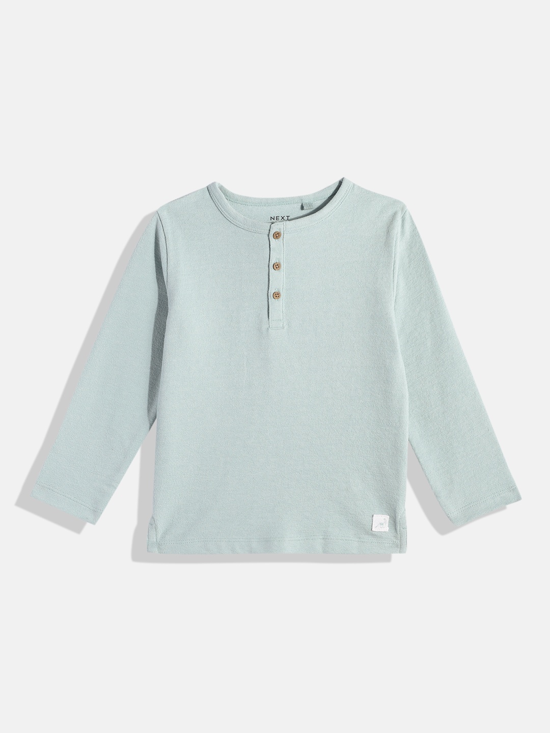 

NEXT Boys Solid Henley Neck Indigo Knitted T-shirt, Blue