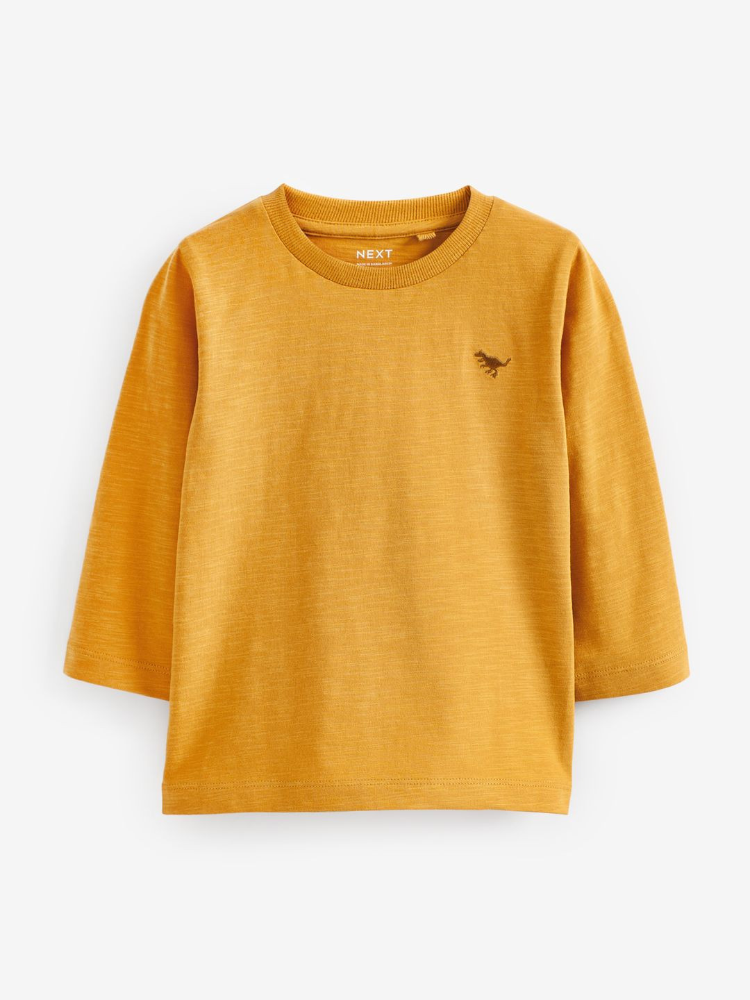 

NEXT Boys Solid Pure Cotton T-shirt With Minimal Embroidered Detail, Yellow