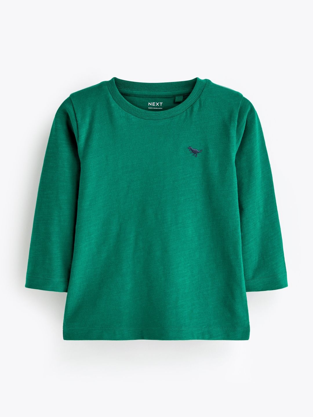 

NEXT Boys Solid Pure Cotton T-shirt With Minimal Embroidered Detail, Green
