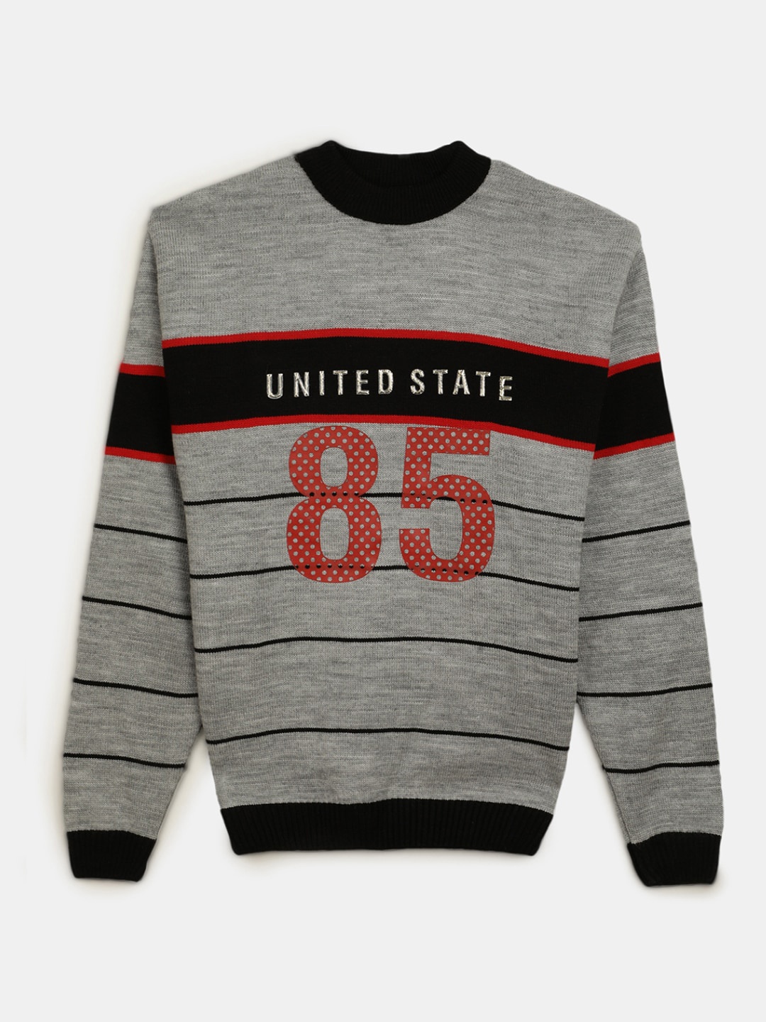 

V-Mart Boys Typography Printed Pullover, Grey