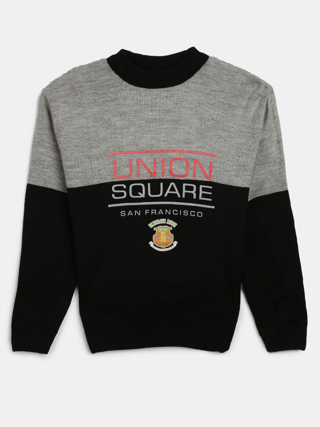 

V-Mart Boys Typography Printed High Neck Pullover, Black