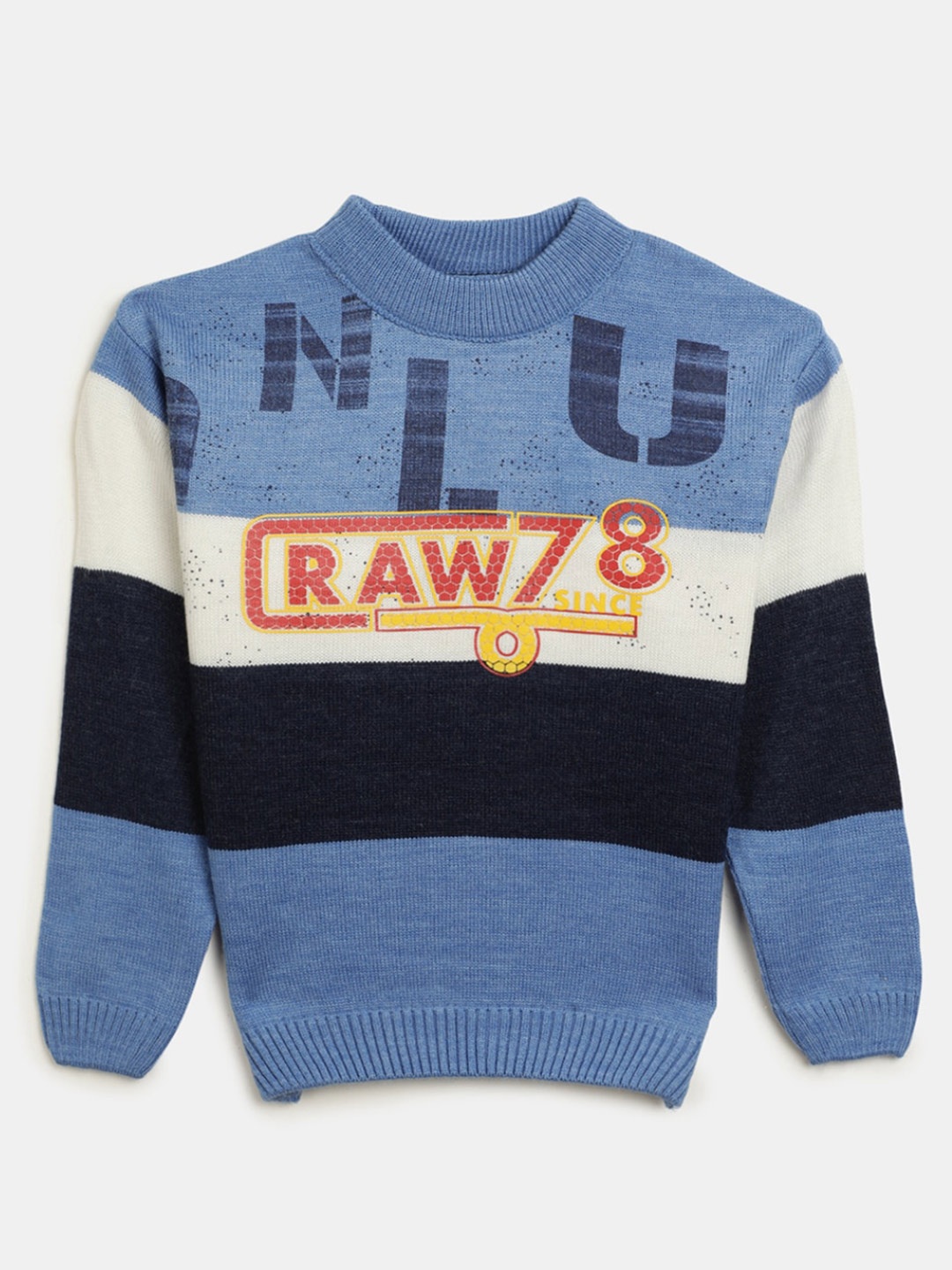 

V-Mart Boys Mock Collar Colourblocked Acrylic Pullover, Blue