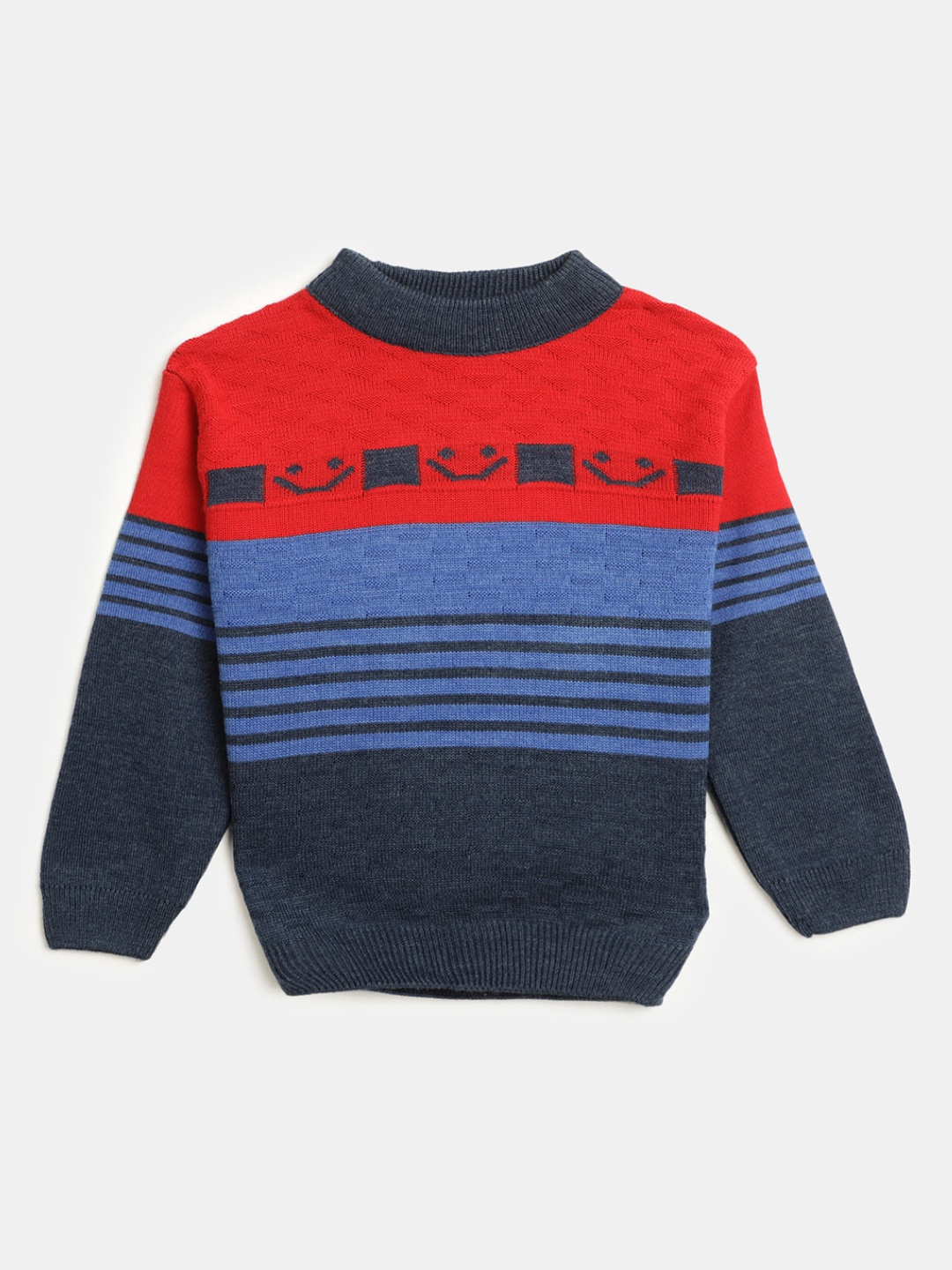 

V-Mart Boys Colourblocked High Neck Pullover, Blue