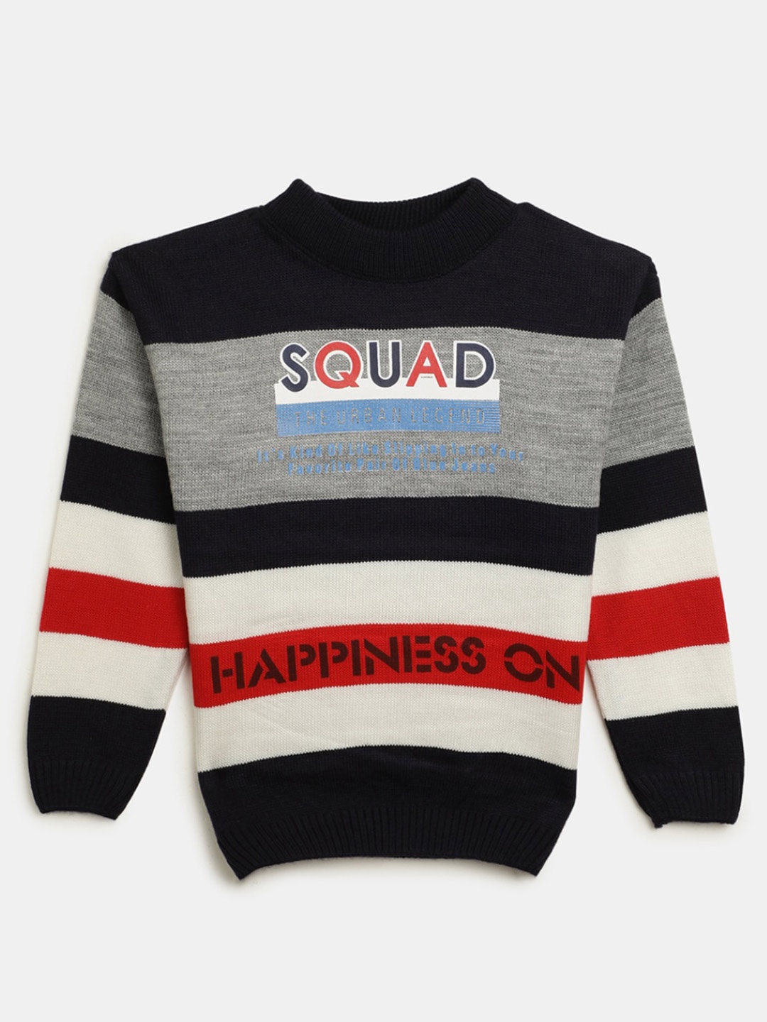 

V-Mart Boys Mock Neck Striped Acrylic Pullover, Blue