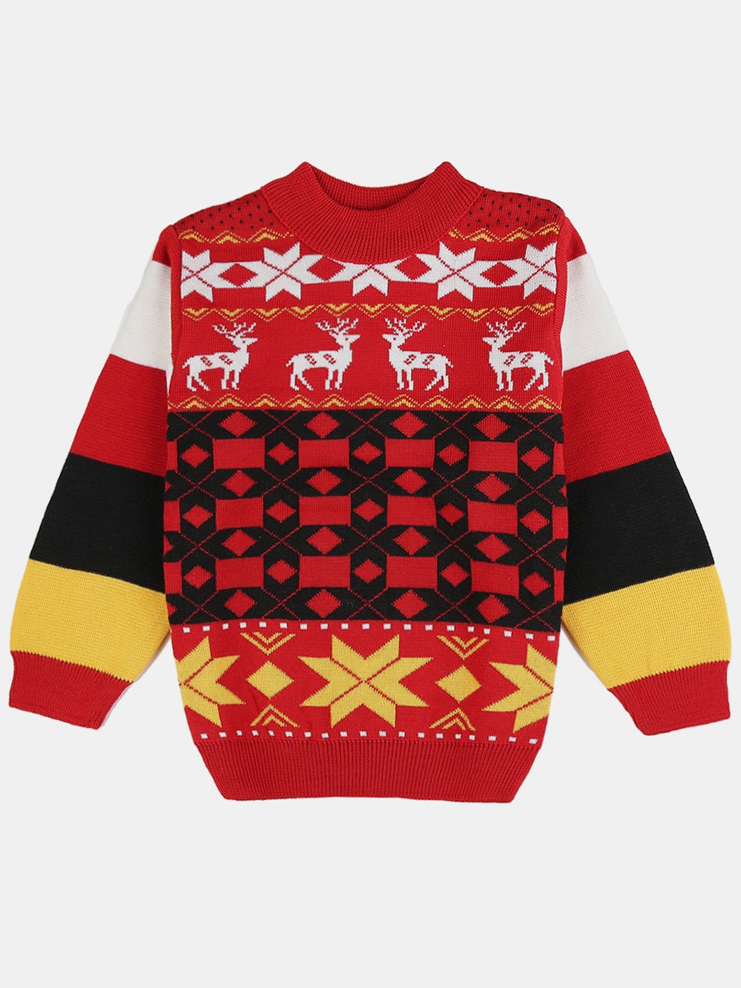 

V-Mart Boys Self Design Fair Isle Pullover, Red