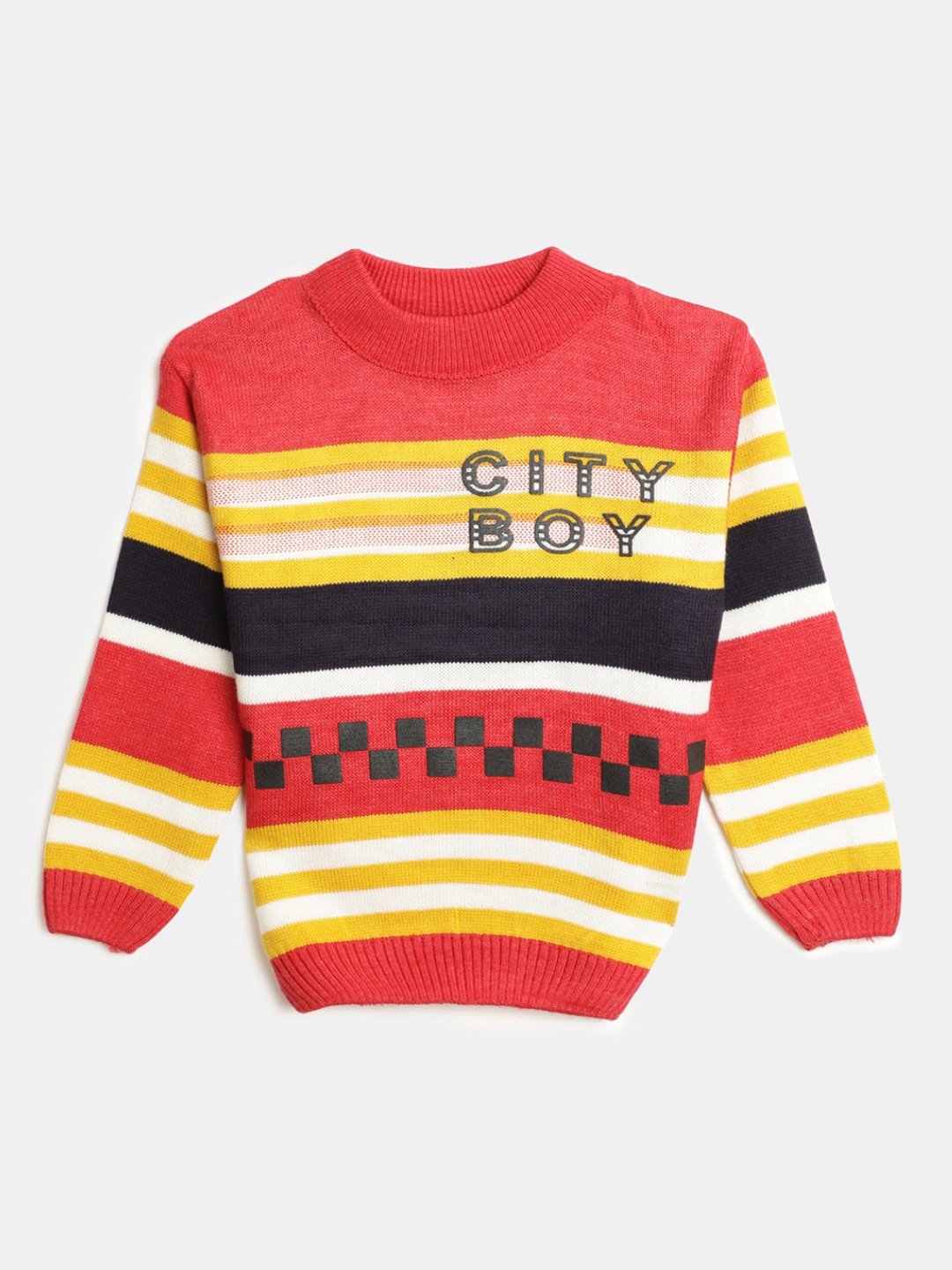 

V-Mart Boys Striped Acrylic Pullover, Red