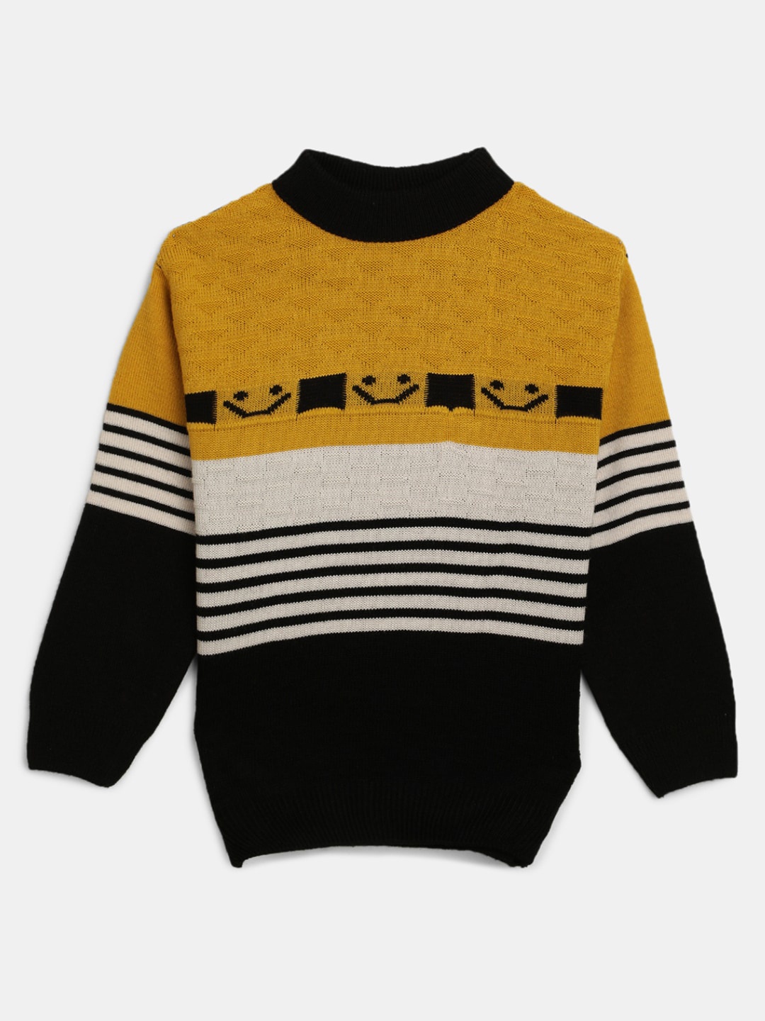 

V-Mart Boys Striped Acrylic Pullover, Black