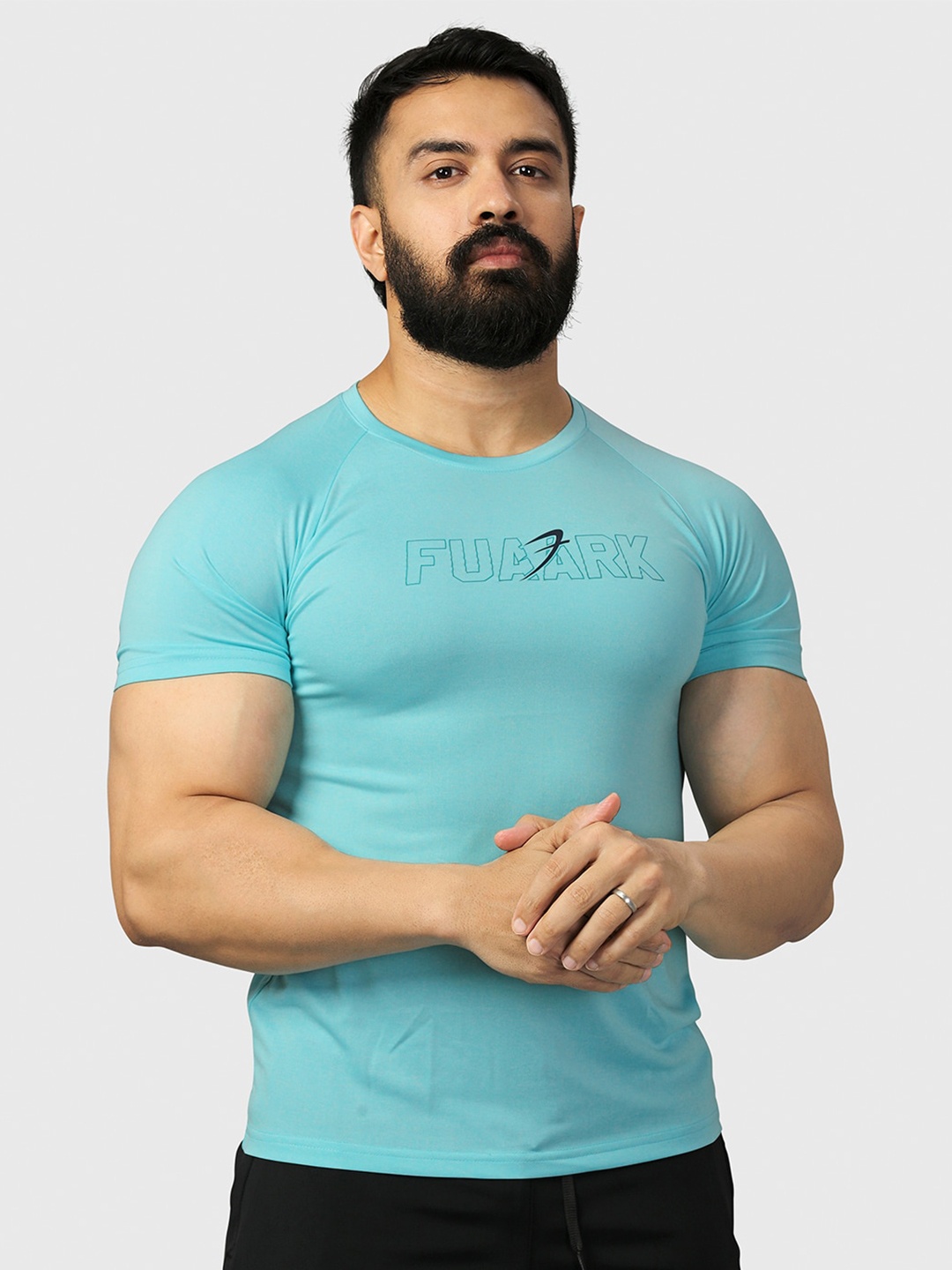 

FUAARK Round Neck Short Sleeves Anti Odour Slim Fit T-shirt, Turquoise blue