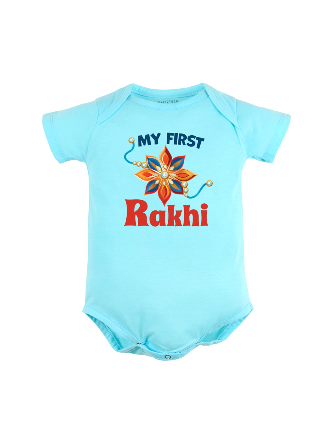 

FFLIRTYGO Kids Typography Printed Cotton Bodysuit, Turquoise blue