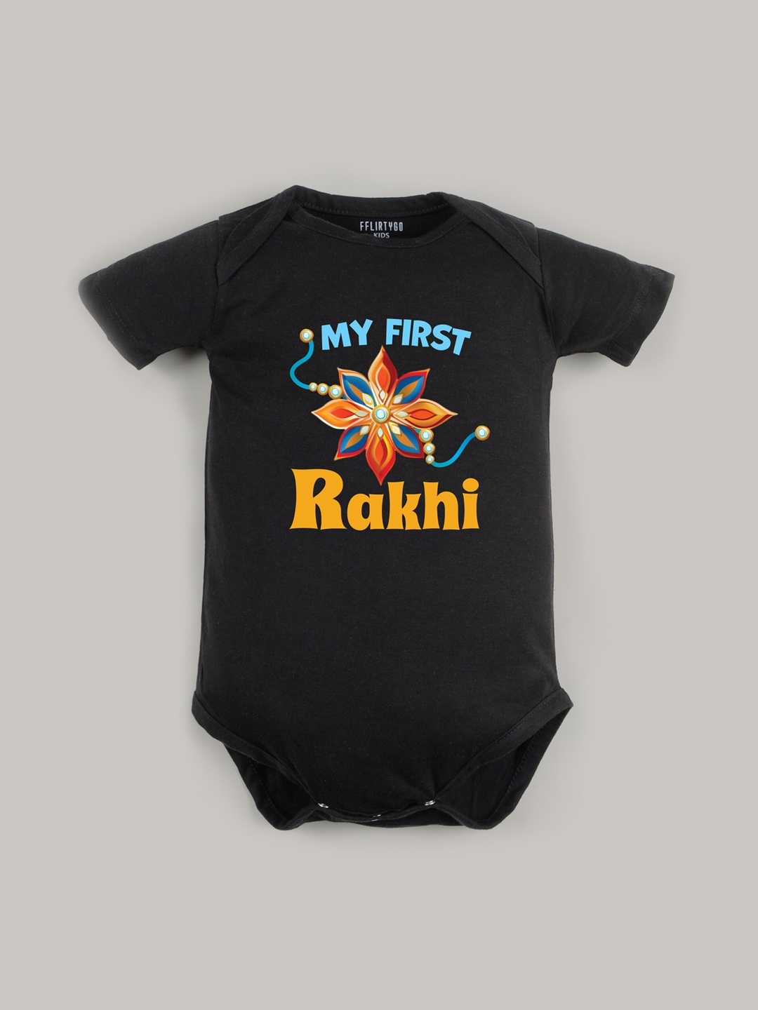 

FFLIRTYGO Infant Kids Typography Printed Pure Cotton Bodysuit, Black