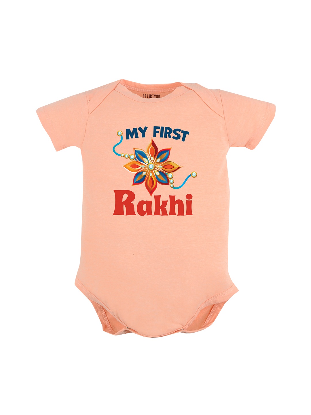 

FFLIRTYGO Kids Typography Printed Cotton Bodysuit, Peach