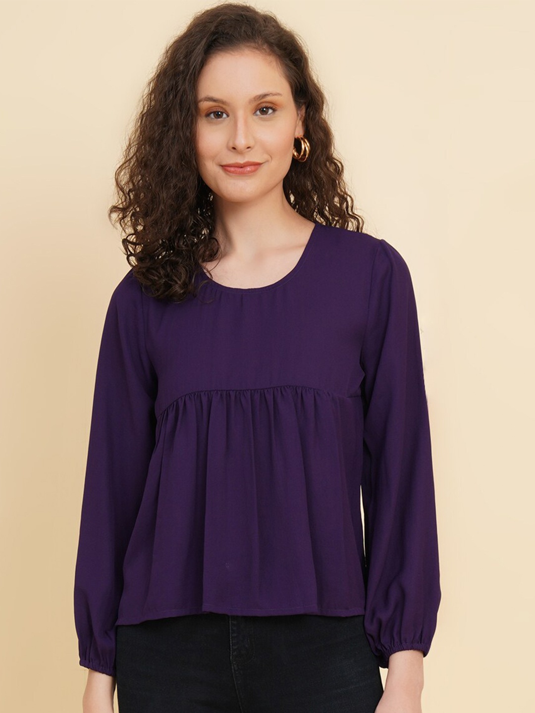 

RAASSIO Cuffed Sleeves Empire Top, Purple