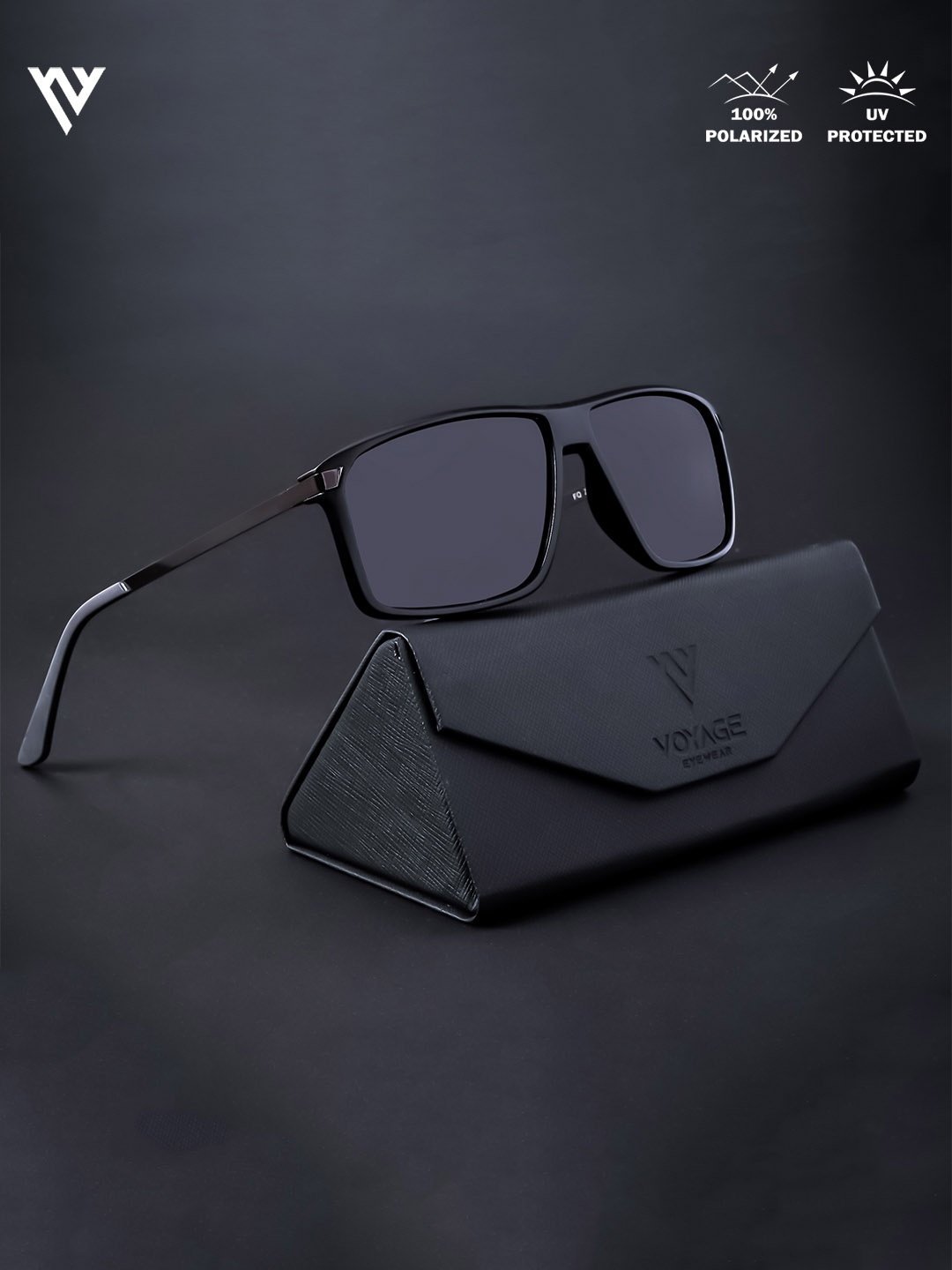 

Voyage Unisex Wayfarer Polarised and UV Protected Lens Sunglasses, Black