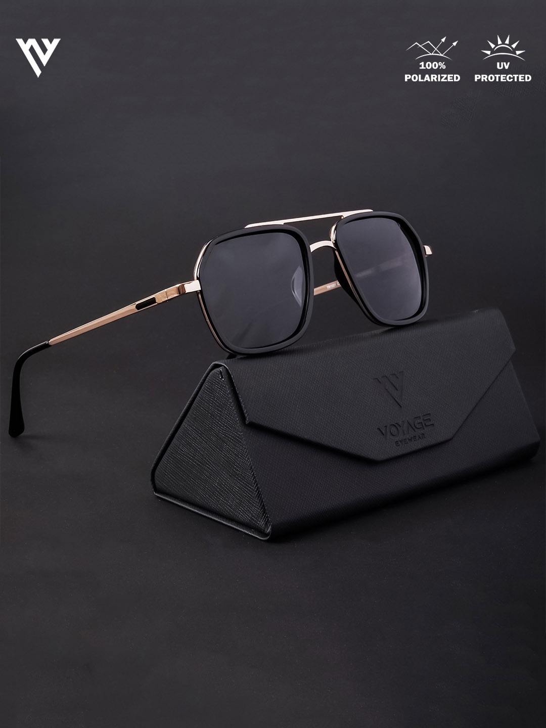 

Voyage Unisex Wayfarer Polarised and UV Protected Lens Sunglasses, Black