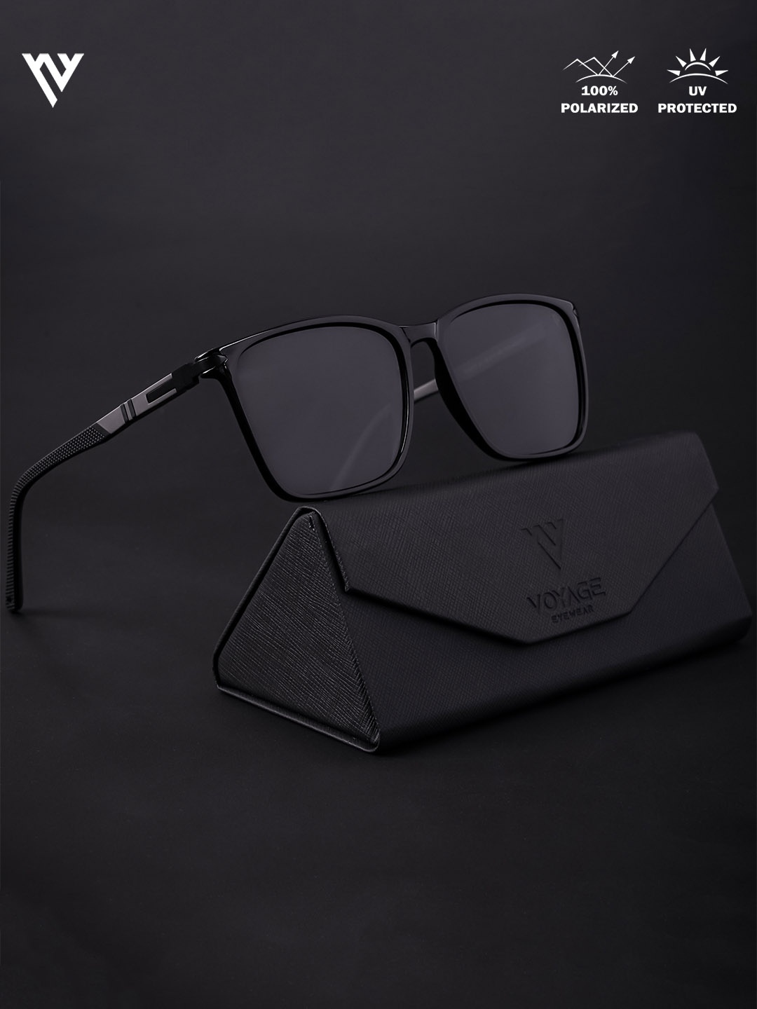 

Voyage Unisex Wayfarer Polarised and UV Protected Lens Sunglasses, Black