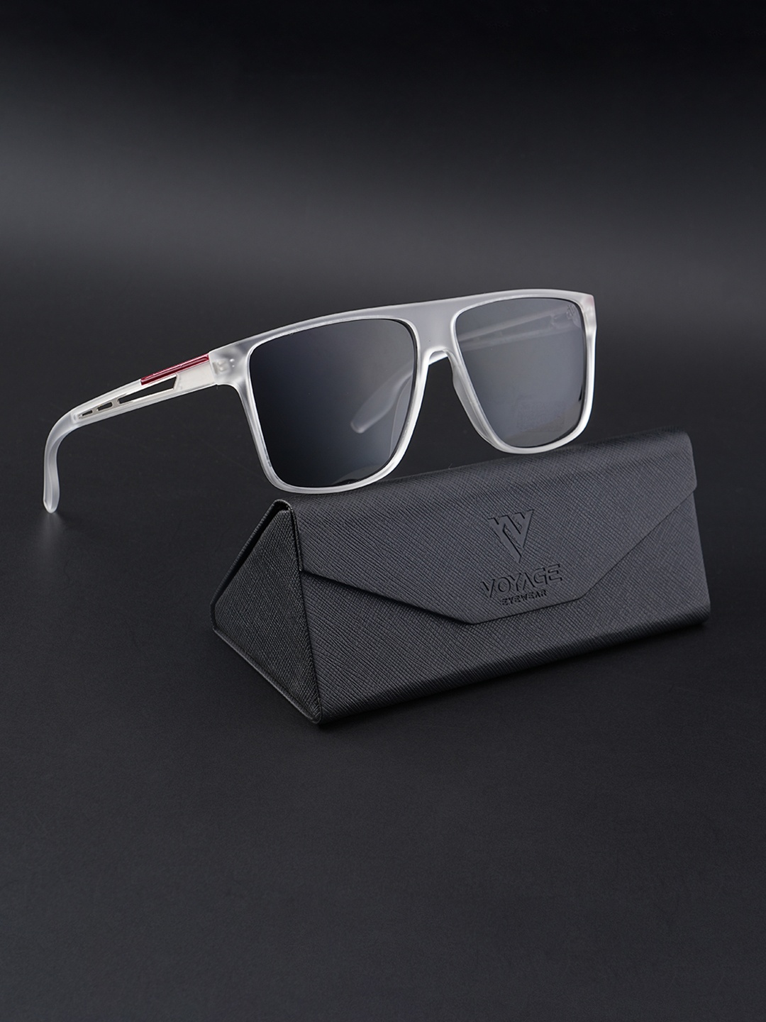 

Voyage Unisex Black Lens & White Wayfarer Sunglasses with Polarised and UV Protected Lens