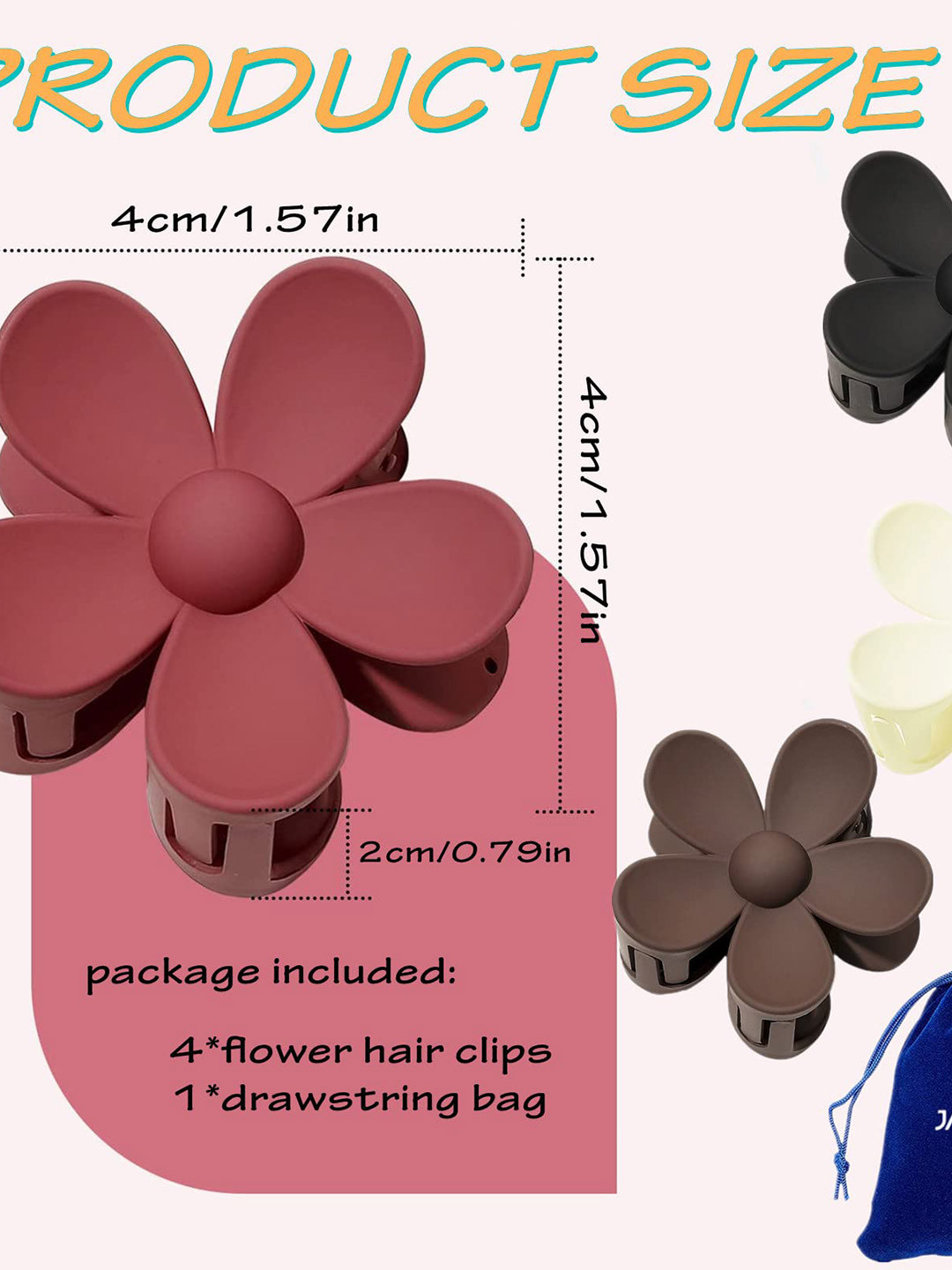 

FIMBUL Set Of 4 Claw Clip, Brown