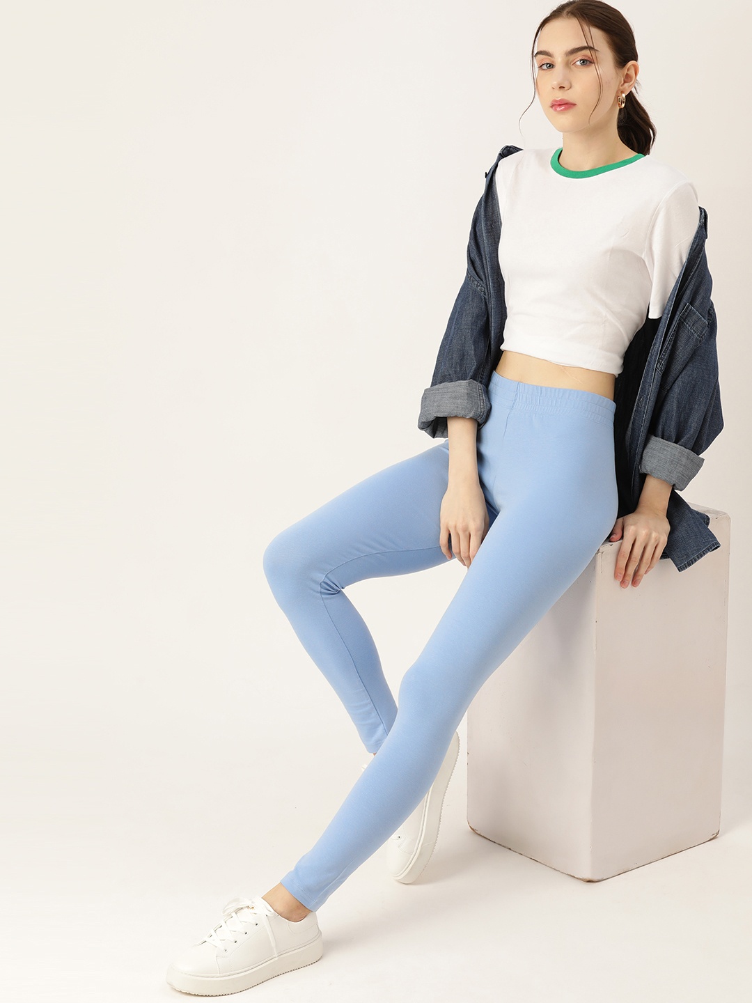 

DressBerry Women Solid Ankle Length Tights, Blue