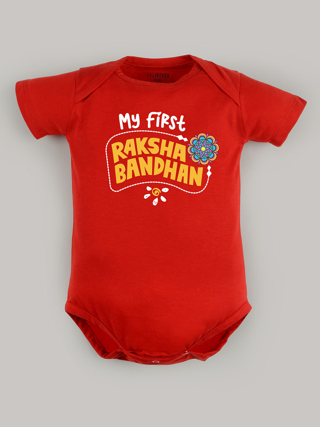 

FFLIRTYGO Kids Typography Printed Pure Cotton Bodysuit, Red