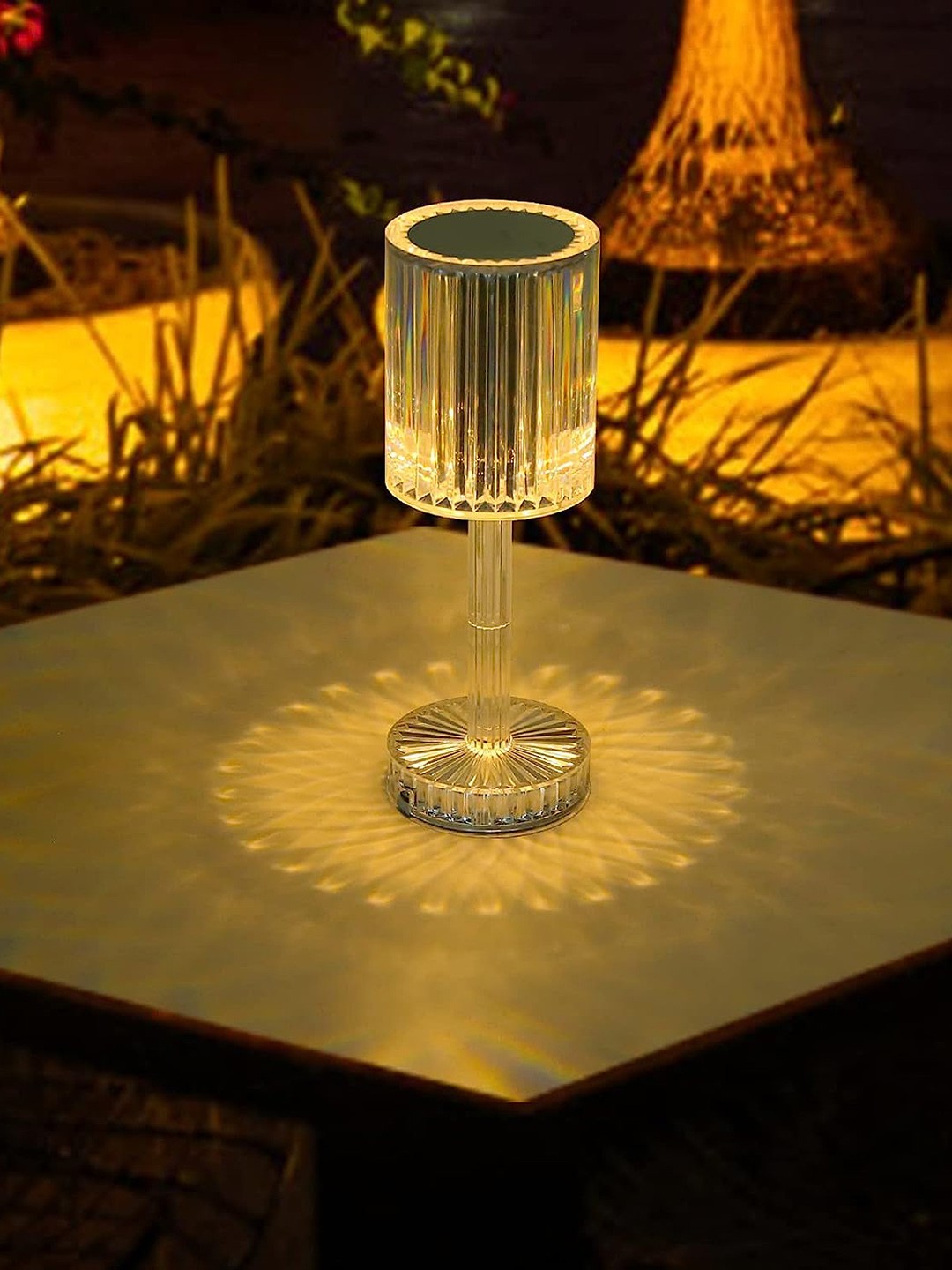 

XERGY Crystal White 3 Color Touch Control & USB Rechargeable Table Lamp, Gold