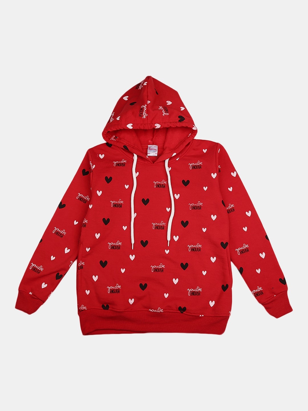 

V-Mart Conversational Printed Cotton Hooded Pullover Sweatshirt, Red