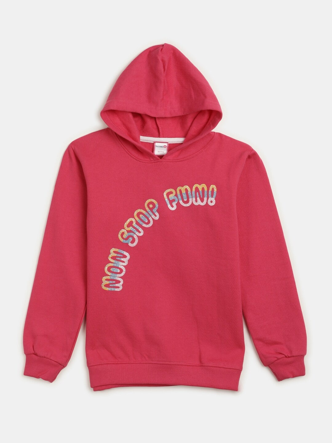 

V-Mart Girls Typography Printed Hooded Fleece Pullover, Pink